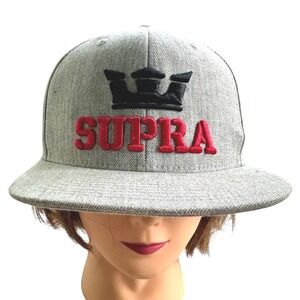 SUPRA SNAPBACK  STARTER HAT-  Gray, Red and Black